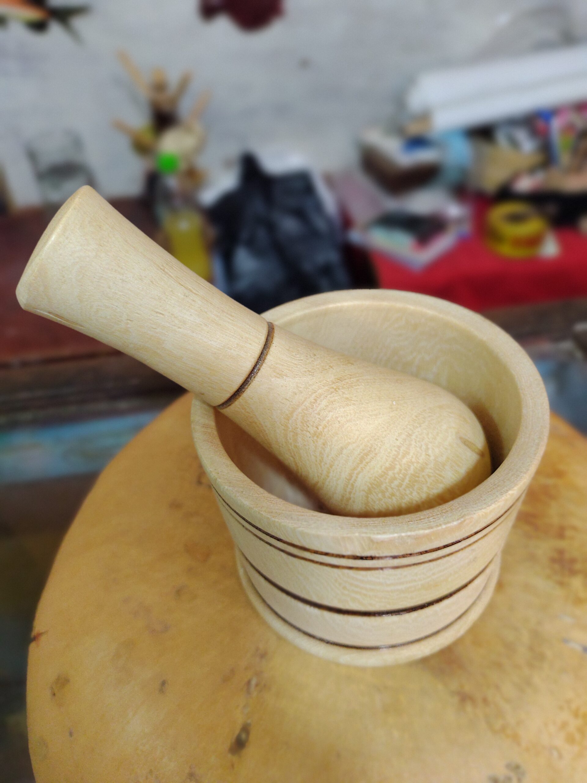Mortero de madera zapote